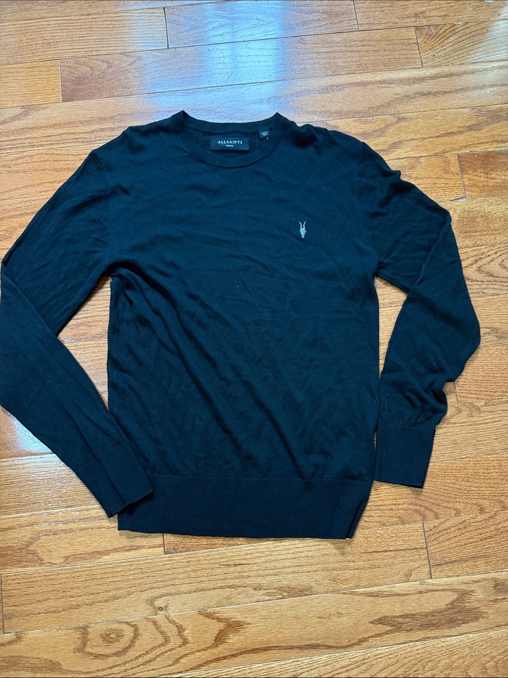 All Saints Men’s Black Crewneck with Subtle Logo